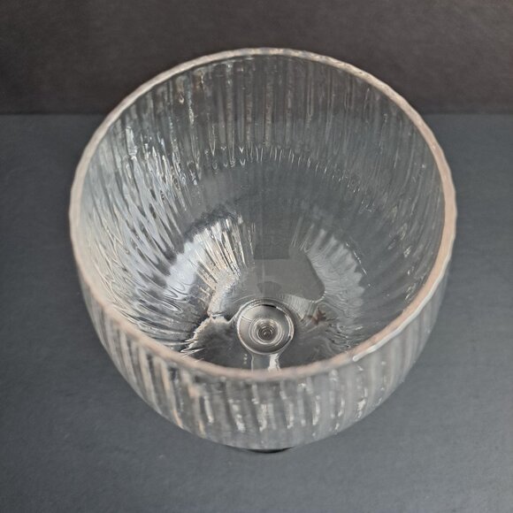 Vintage Clear Ribbed Glass Goblet 8.75" Tall Large Wine Water Stemware Elegant - Picture 3 of 11